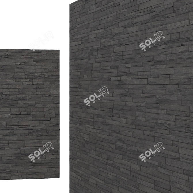 Black Stone Mosaic Wall Tile 3D model image 3