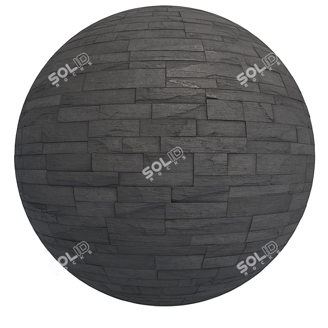 Black Stone Mosaic Wall Tile 3D model image 4