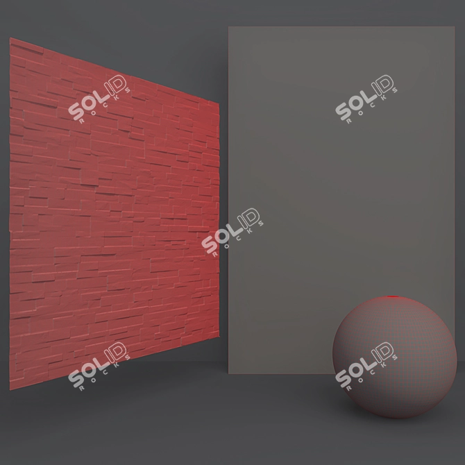 Black Stone Mosaic Wall Tile 3D model image 5