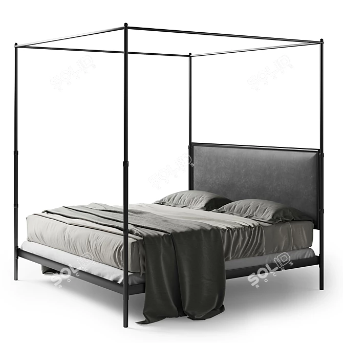 French Iron Canopy Bed 3D model image 1