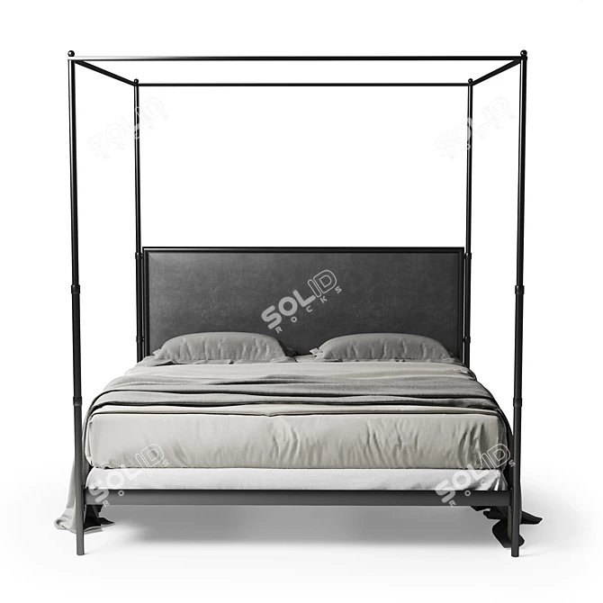 French Iron Canopy Bed 3D model image 2