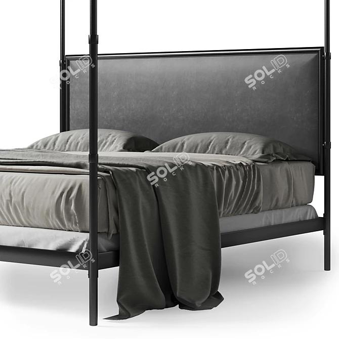 French Iron Canopy Bed 3D model image 3