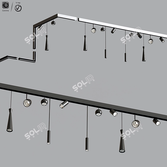 Versatile 5-Light Ceiling Track Project 3D model image 1