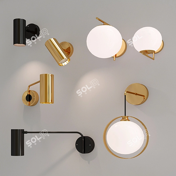 Modern Gold Wall Sconce 3D model image 1