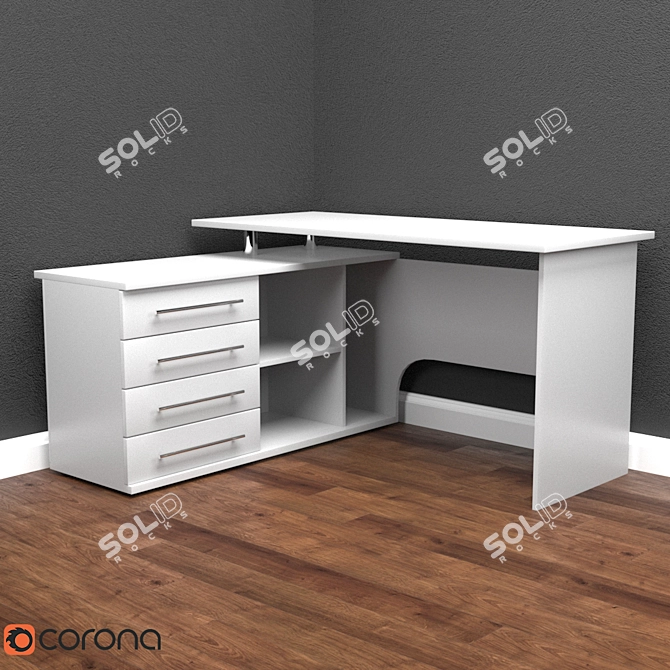 Corner Computer Desk KST-109: Organize Your Workspace with Style 3D model image 1