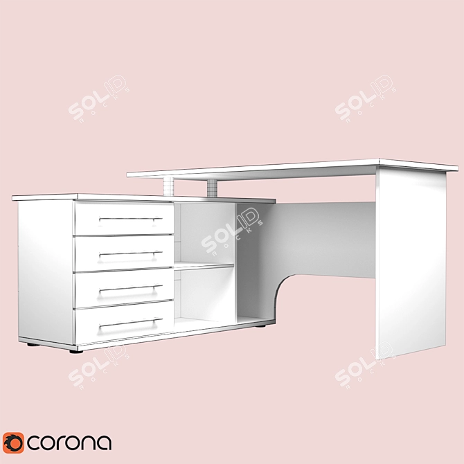 Corner Computer Desk KST-109: Organize Your Workspace with Style 3D model image 3