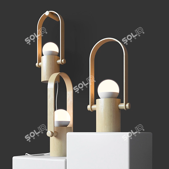 Sleek Wood Hermit Lamp 3D model image 2