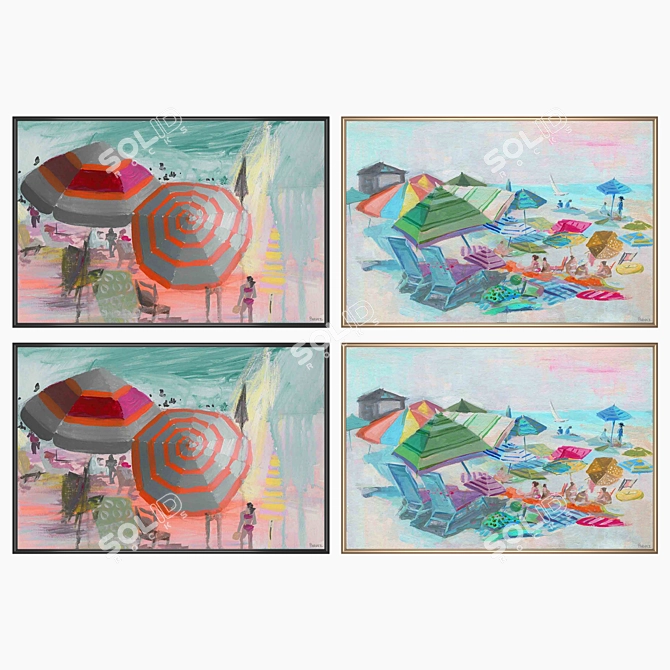 Elegant Wall Art Set: 2 Paintings & 4 Frame Options 3D model image 2