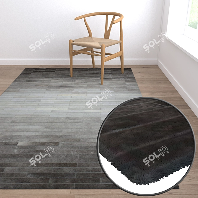 Luxury Set of 3 High-Quality Carpets 3D model image 5