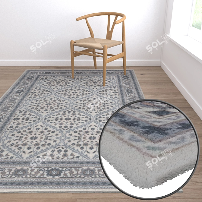 Luxury Textured Carpets Set 3D model image 5