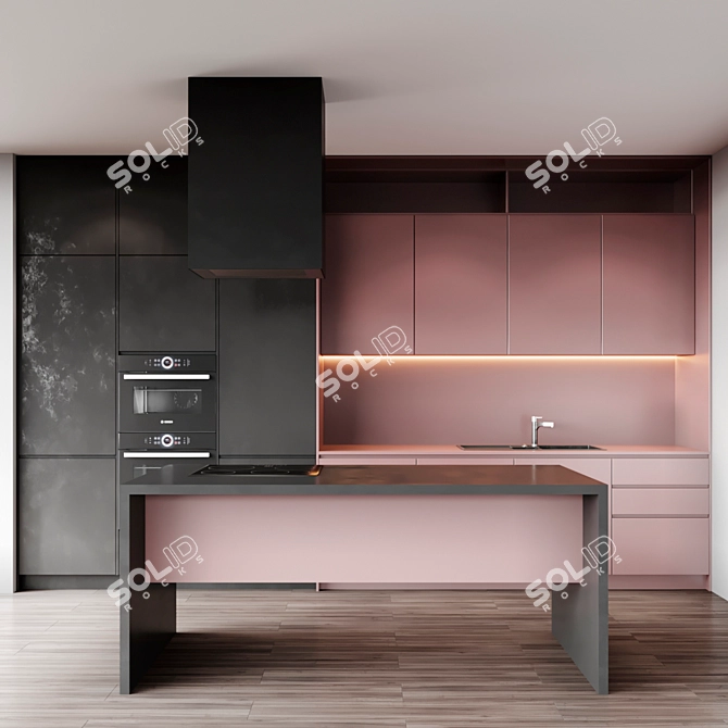 Modern 9-Piece Kitchen: Sleek Design, Ample Storage 3D model image 1