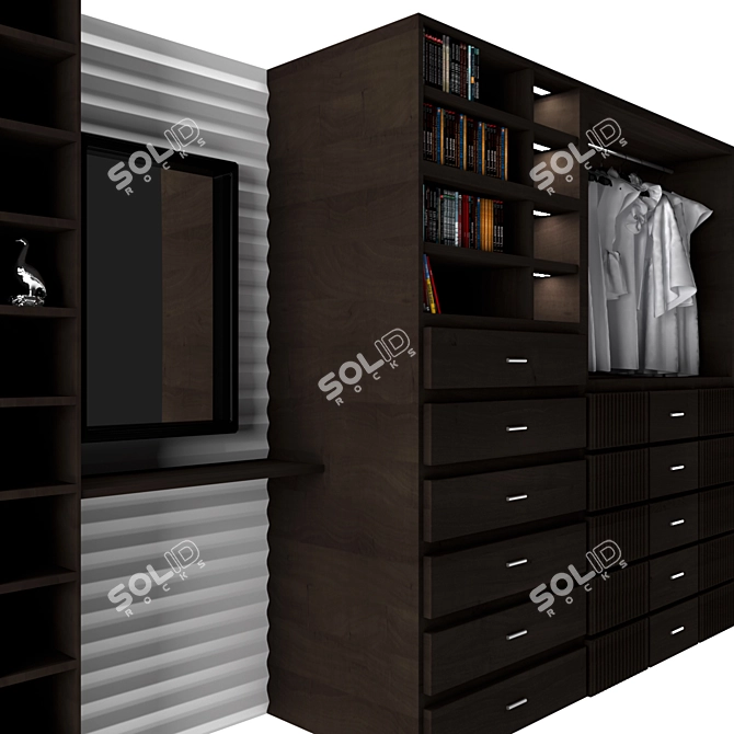 Modern 4-Door Wardrobe 3D model image 2