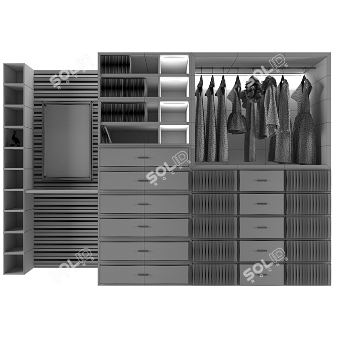 Modern 4-Door Wardrobe 3D model image 4