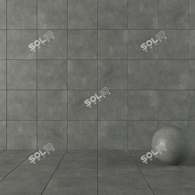 Anthracite Concrete Wall Tiles: Lupus Collection 3D model image 1