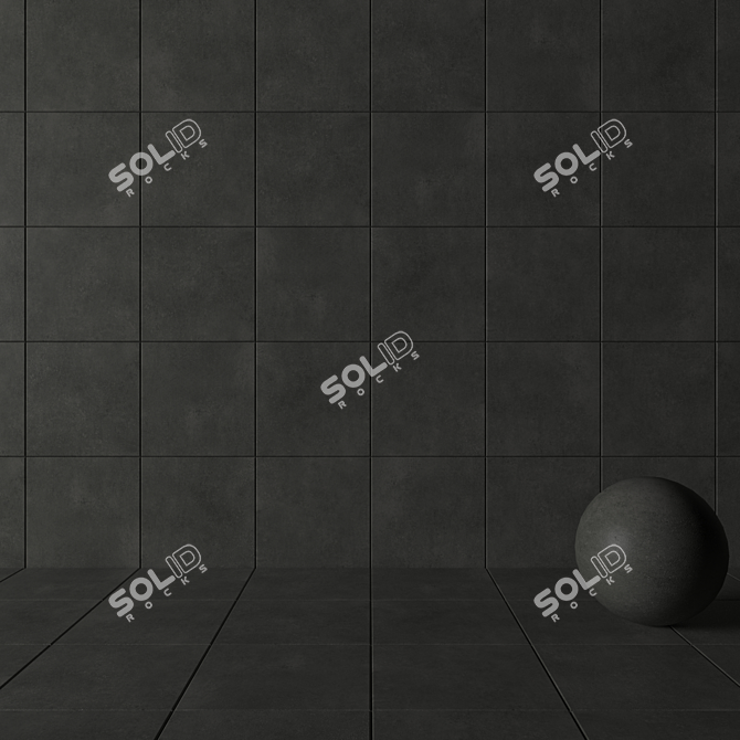 Anthracite Concrete Wall Tiles: Lupus Collection 3D model image 3