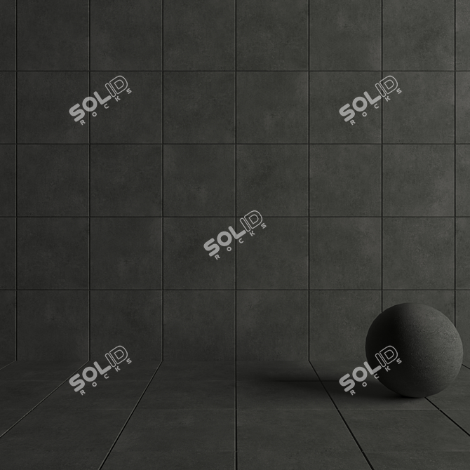 Anthracite Concrete Wall Tiles: Lupus Collection 3D model image 4