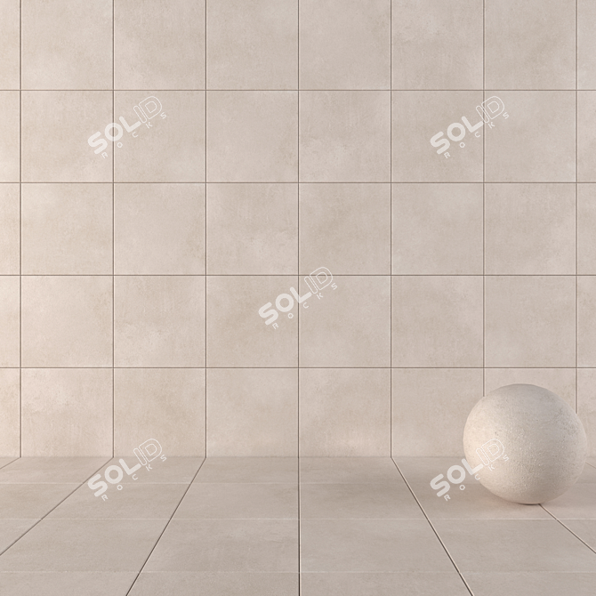 Beige Lupus Concrete Wall Tiles 3D model image 1