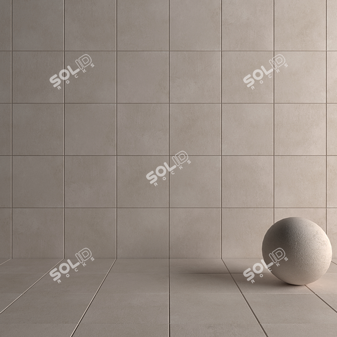 Beige Lupus Concrete Wall Tiles 3D model image 4