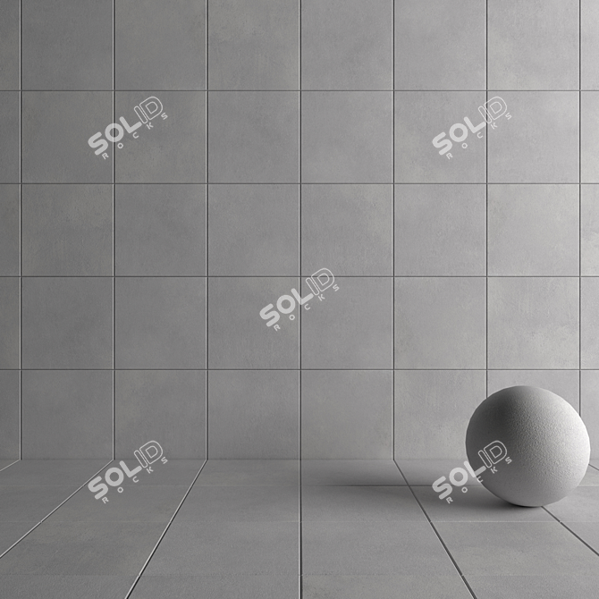 LUPUS Gray Concrete Wall Tiles 3D model image 4