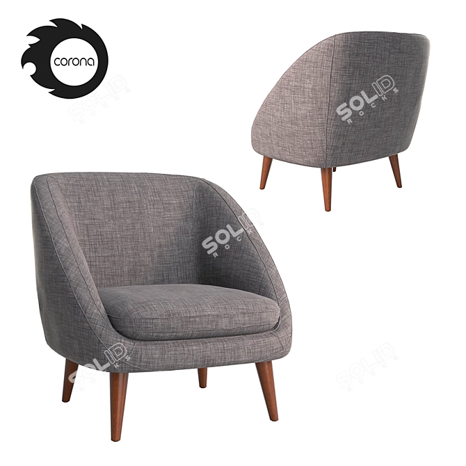 Sleek Semeon Armchair 3D model image 1