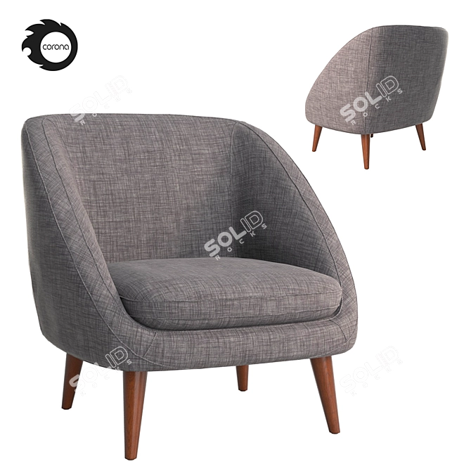 Sleek Semeon Armchair 3D model image 5