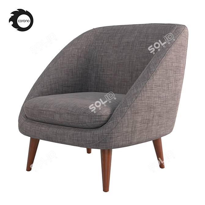 Sleek Semeon Armchair 3D model image 9