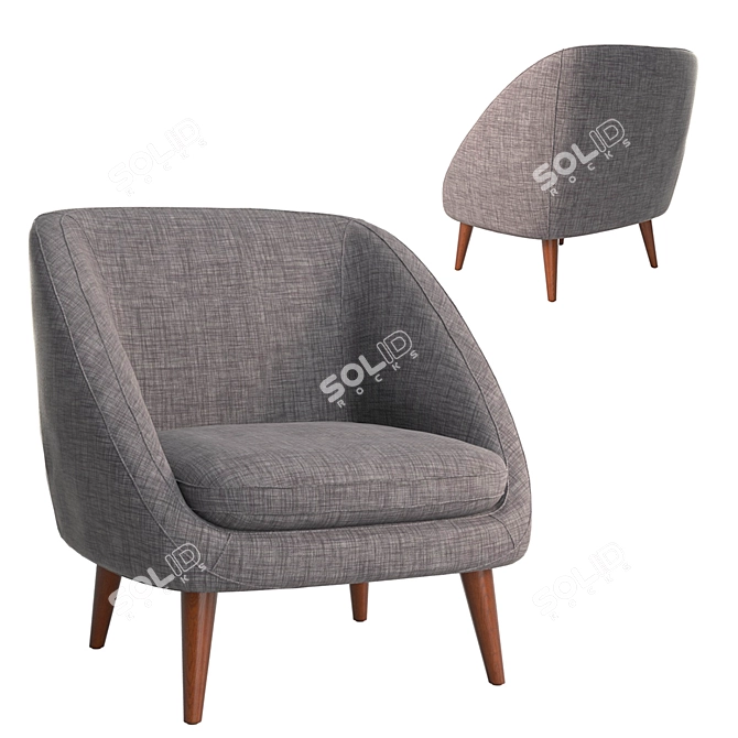 Sleek Semeon Armchair 3D model image 11