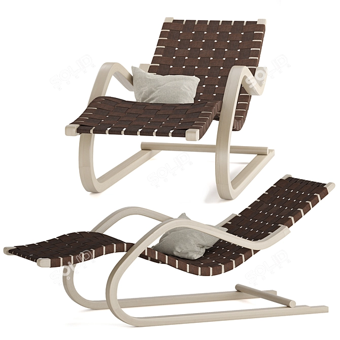 Modern Sculpted Lounge Chair 3D model image 3