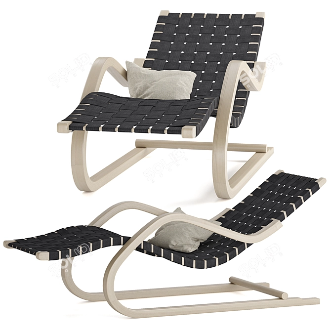 Modern Sculpted Lounge Chair 3D model image 4