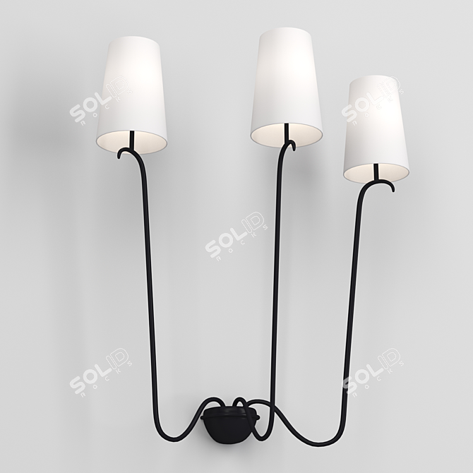 Sleek Jet d'eau 3-Arm Wall Sconce 3D model image 2