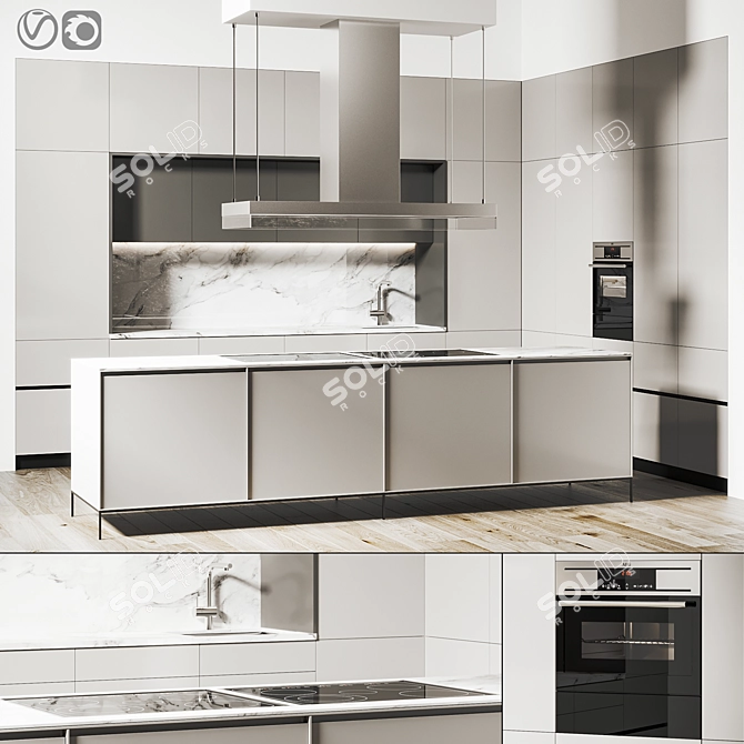 Modern Kitchen Design & Modeling 3D model image 1