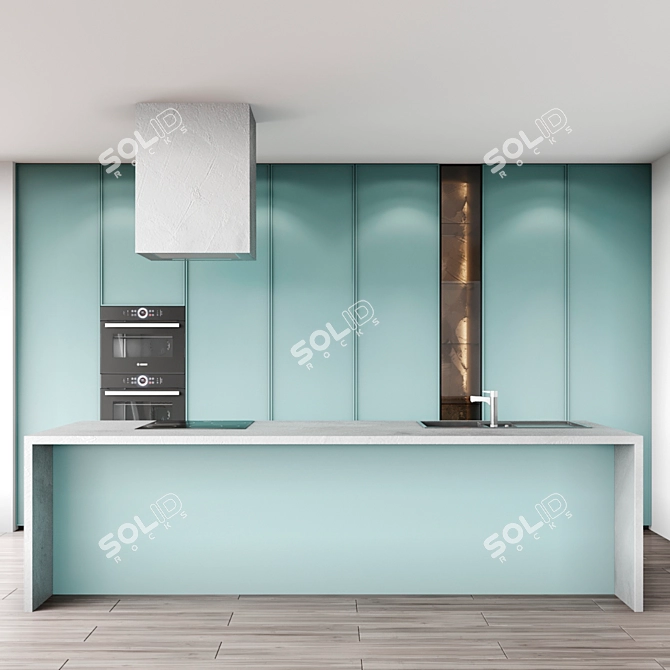 Modern Kitchen Island: W4500 x H2600 x D627 mm 3D model image 1