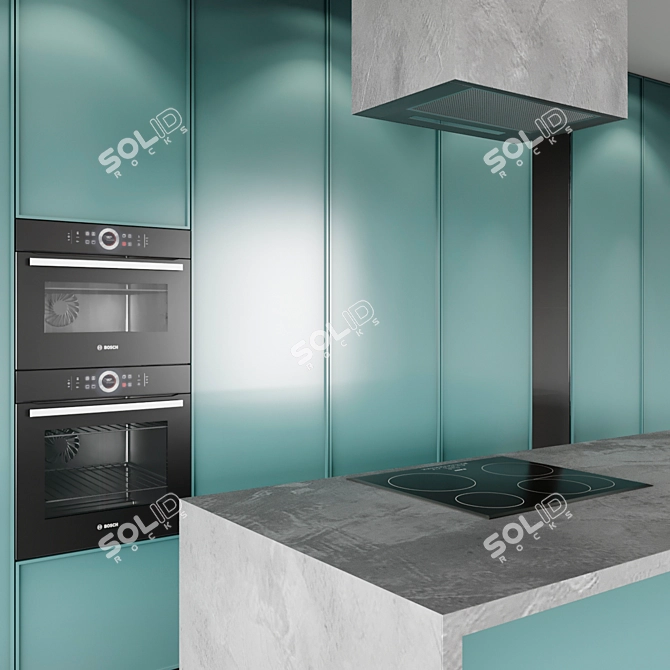 Modern Kitchen Island: W4500 x H2600 x D627 mm 3D model image 2