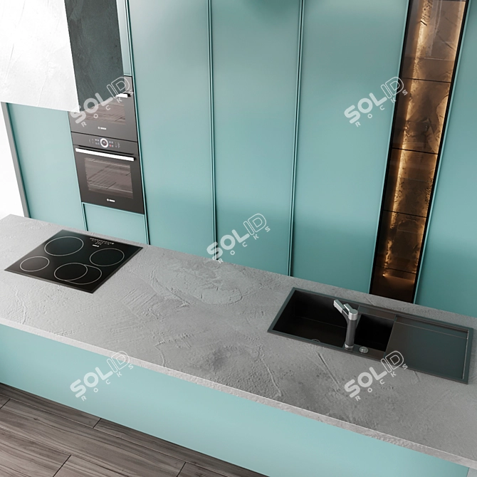 Modern Kitchen Island: W4500 x H2600 x D627 mm 3D model image 3