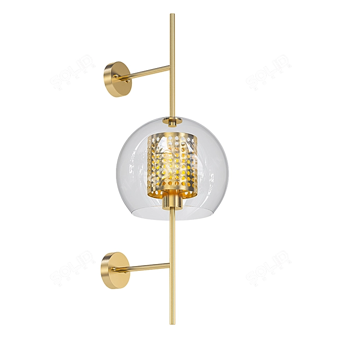 Golden Perforation Wall Lamp 3D model image 1