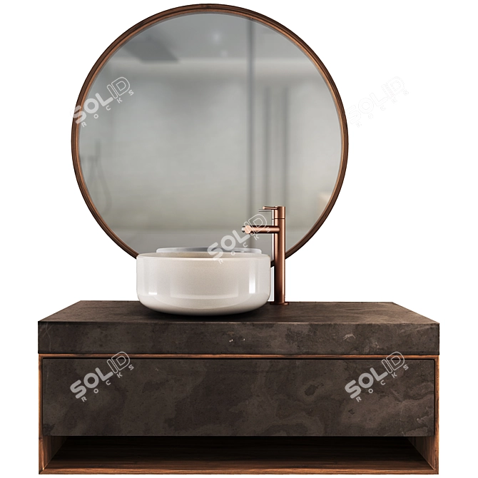 Satin Copper Modern Bath Set 3D model image 9