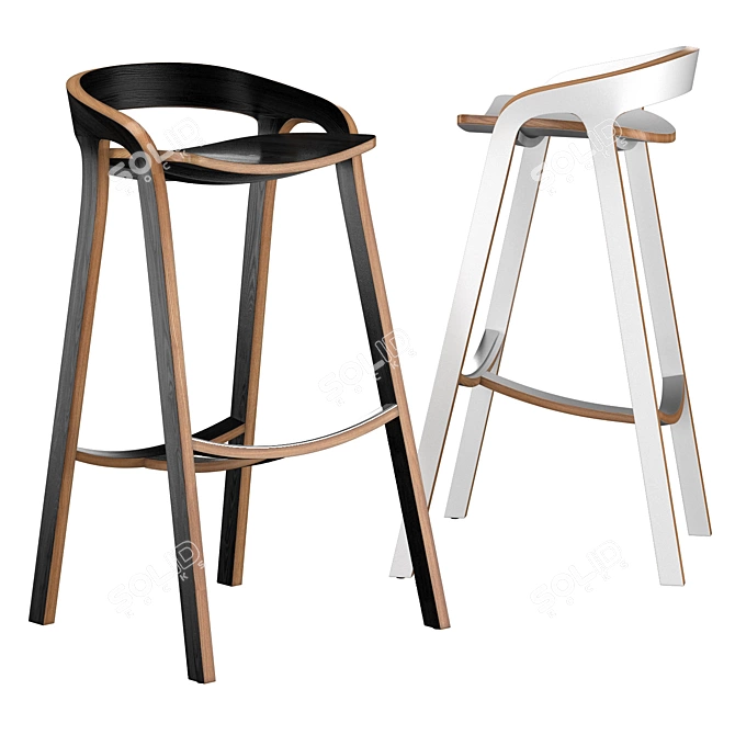 Eco Wooden Bar Stool: She Said 3D model image 2