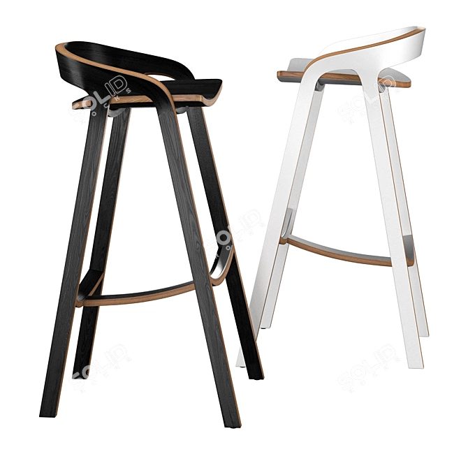 Eco Wooden Bar Stool: She Said 3D model image 3