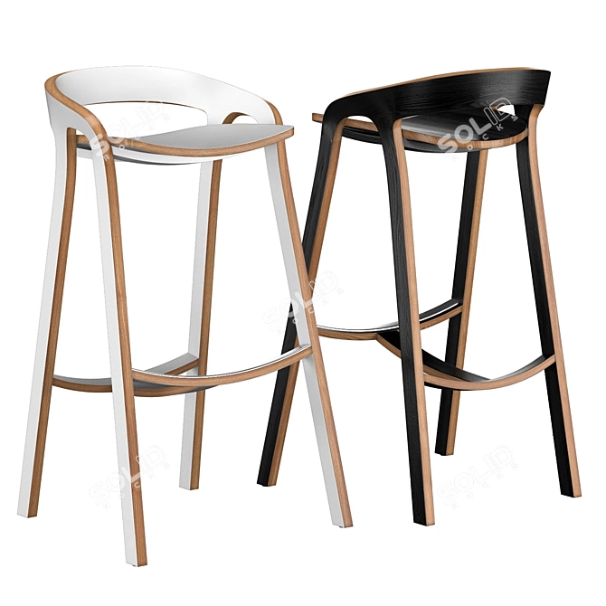 Eco Wooden Bar Stool: She Said 3D model image 4