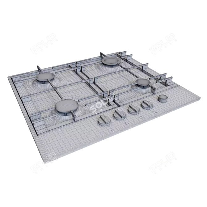 83,136 Polygon Gas Hob 3D model image 3