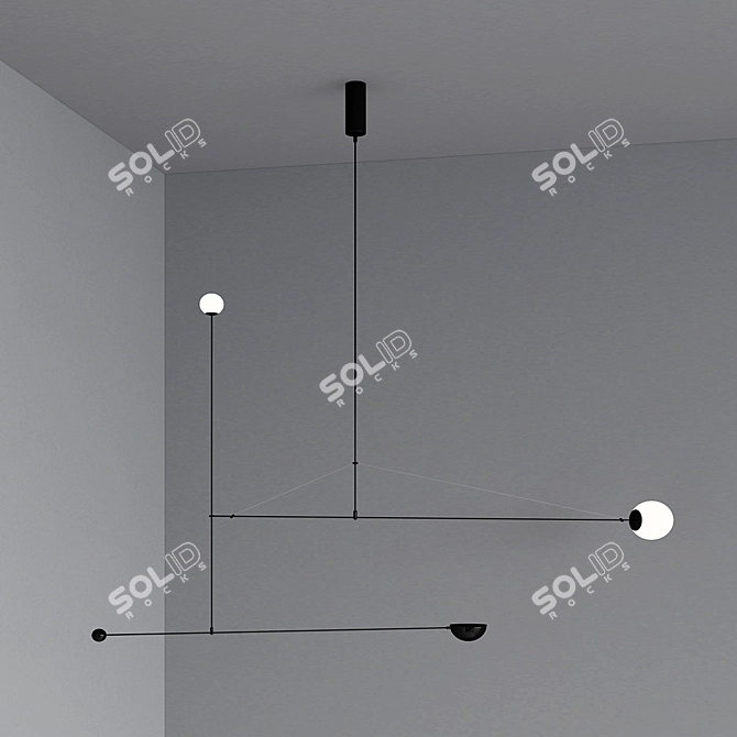 Sleek Minimalist Pendant: LINES-10 3D model image 2