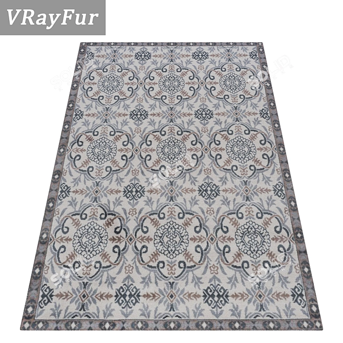 Premium Carpet Set: High-Quality Textured Rugs 3D model image 2