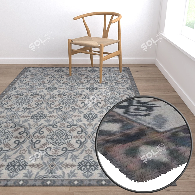 Premium Carpet Set: High-Quality Textured Rugs 3D model image 5