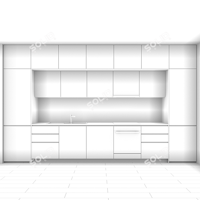 Modern Kitchen: W 4230 x H 2600 x D 627 mm 3D model image 4