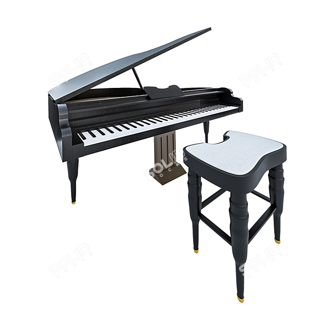 Elegant Melody Piano-01 3D model image 1