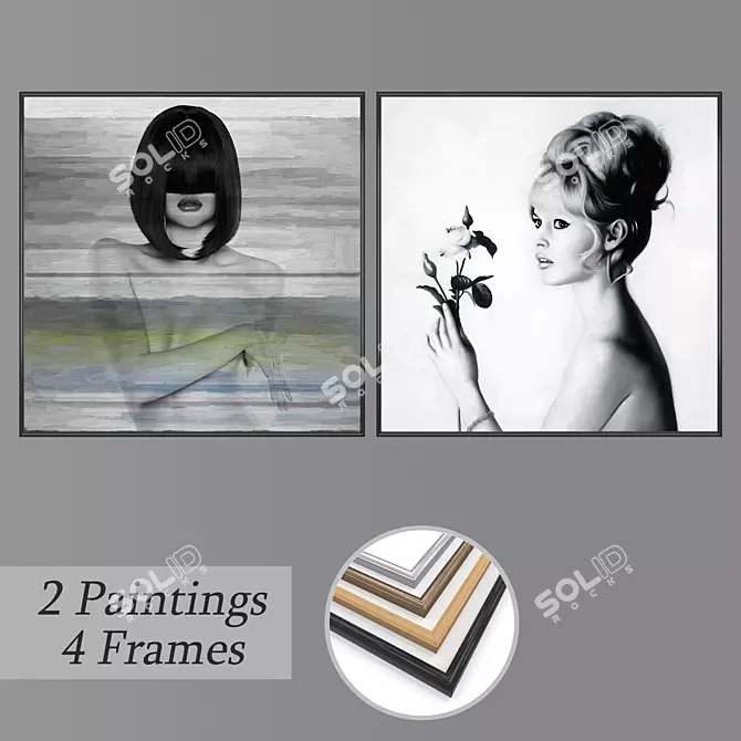 Elegant Wall Art Set 3D model image 1