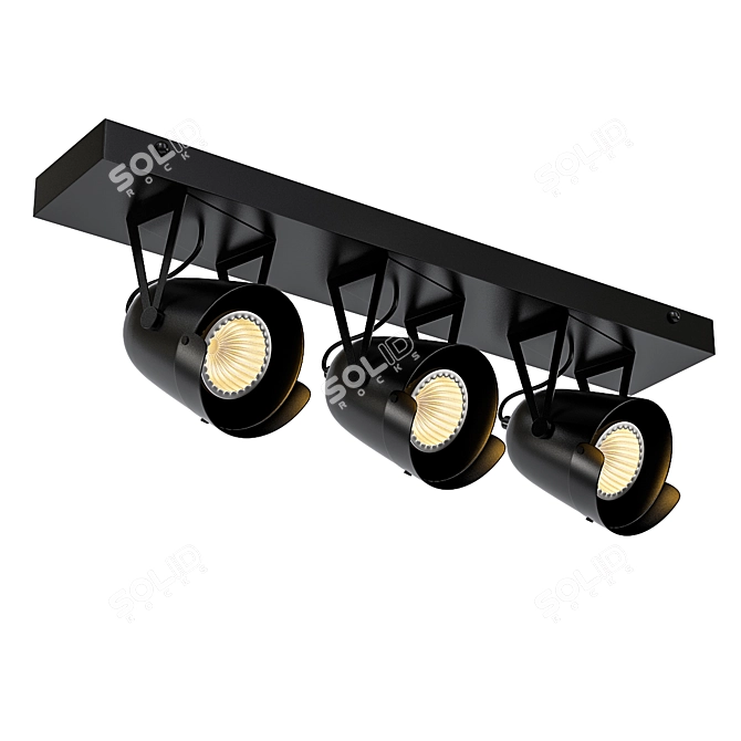 Sleek Black Triple Line Spot 3D model image 1