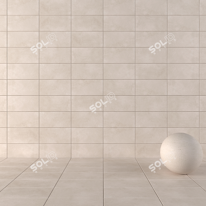 LUPUS Beige Concrete Wall Tiles 3D model image 1