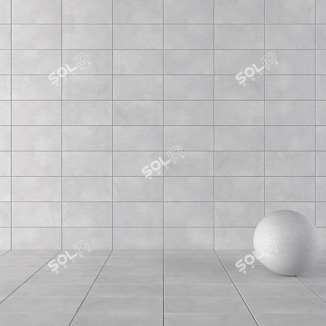 LUPUS Gray Concrete Wall Tiles: Multi-Texture, High-Definition Finish 3D model image 1