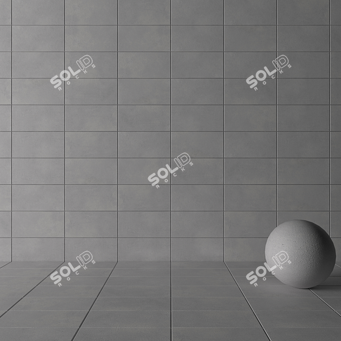 LUPUS Gray Concrete Wall Tiles: Multi-Texture, High-Definition Finish 3D model image 3